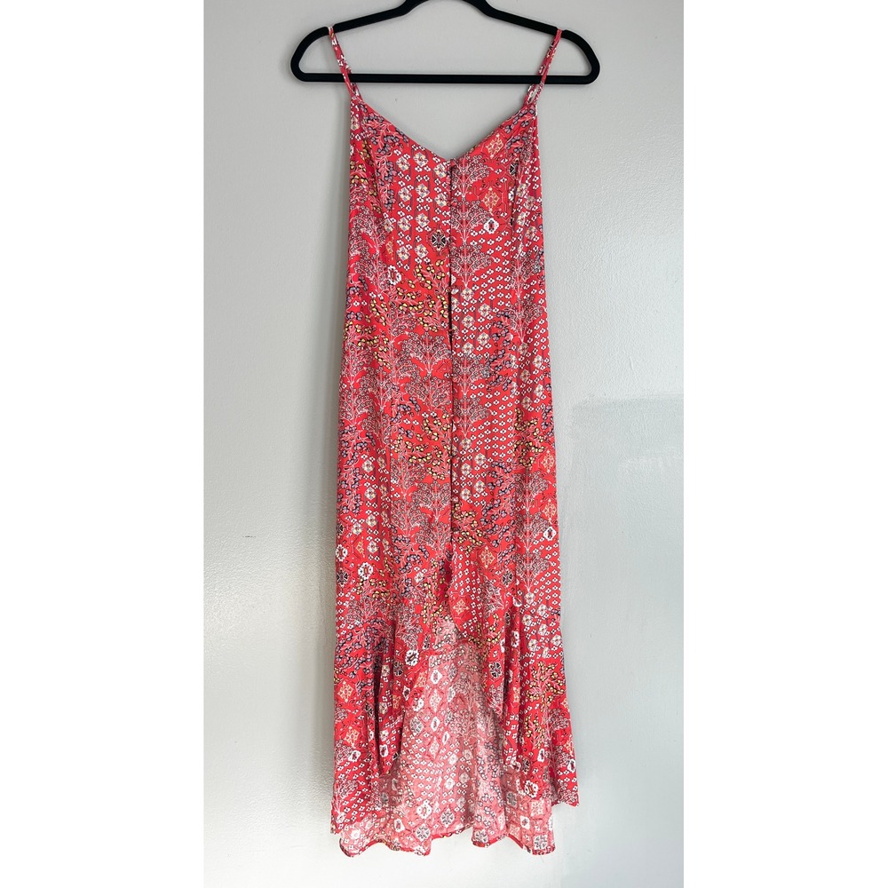 Anthropologie Abel The Label Lola Red Floral Paisley High Low Midi Dress Boho XS
